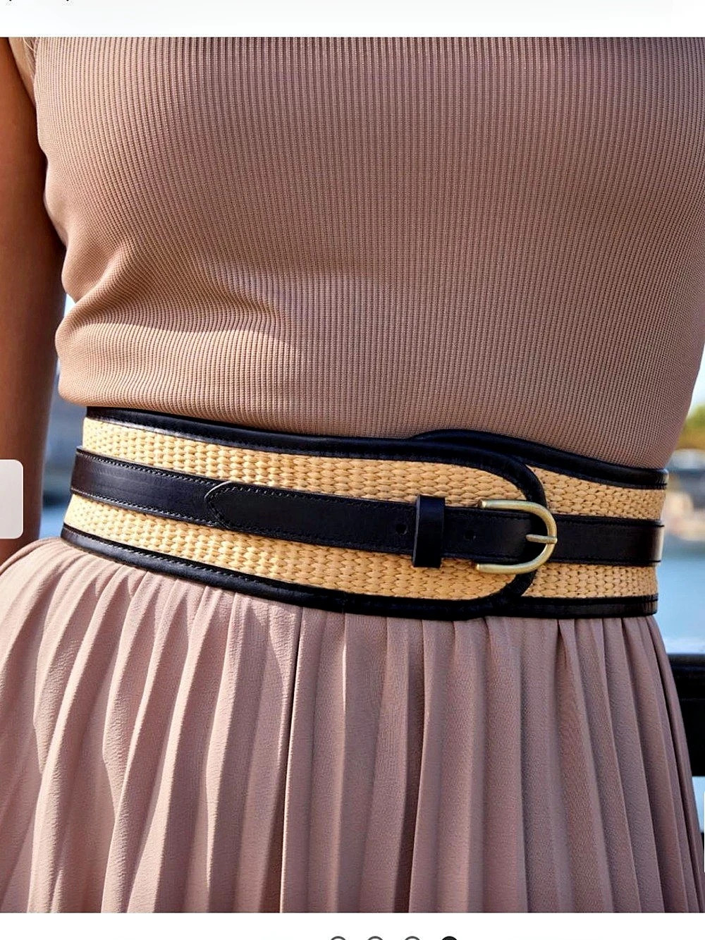 New H&M Belt Woven Black & Tan